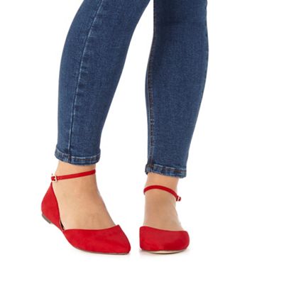 Red wide fit 'Al' flat shoes